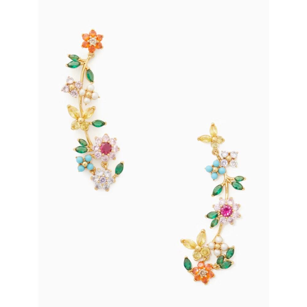 Kate Spade New Bloom Flower Linear Statement Earrings